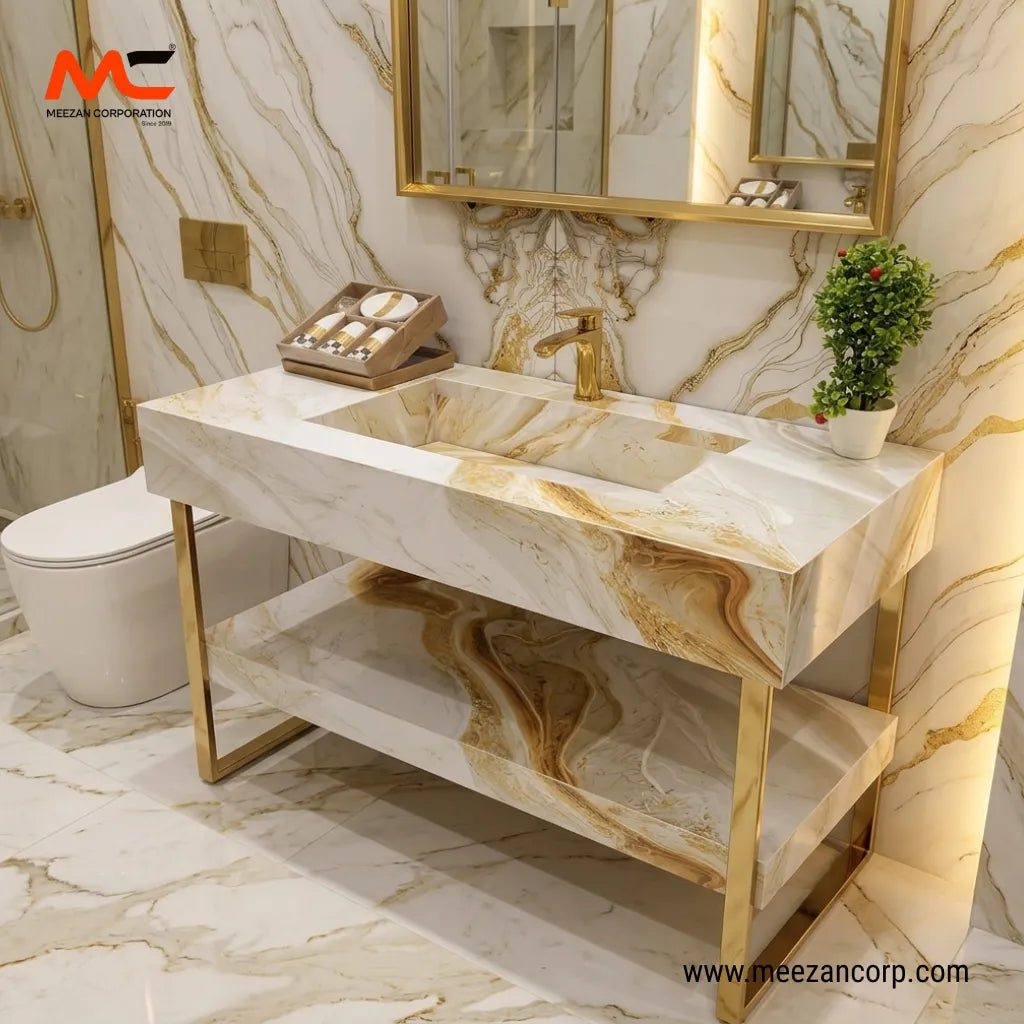 Tile Vanity – Royal Calacatta Gold & Imperial