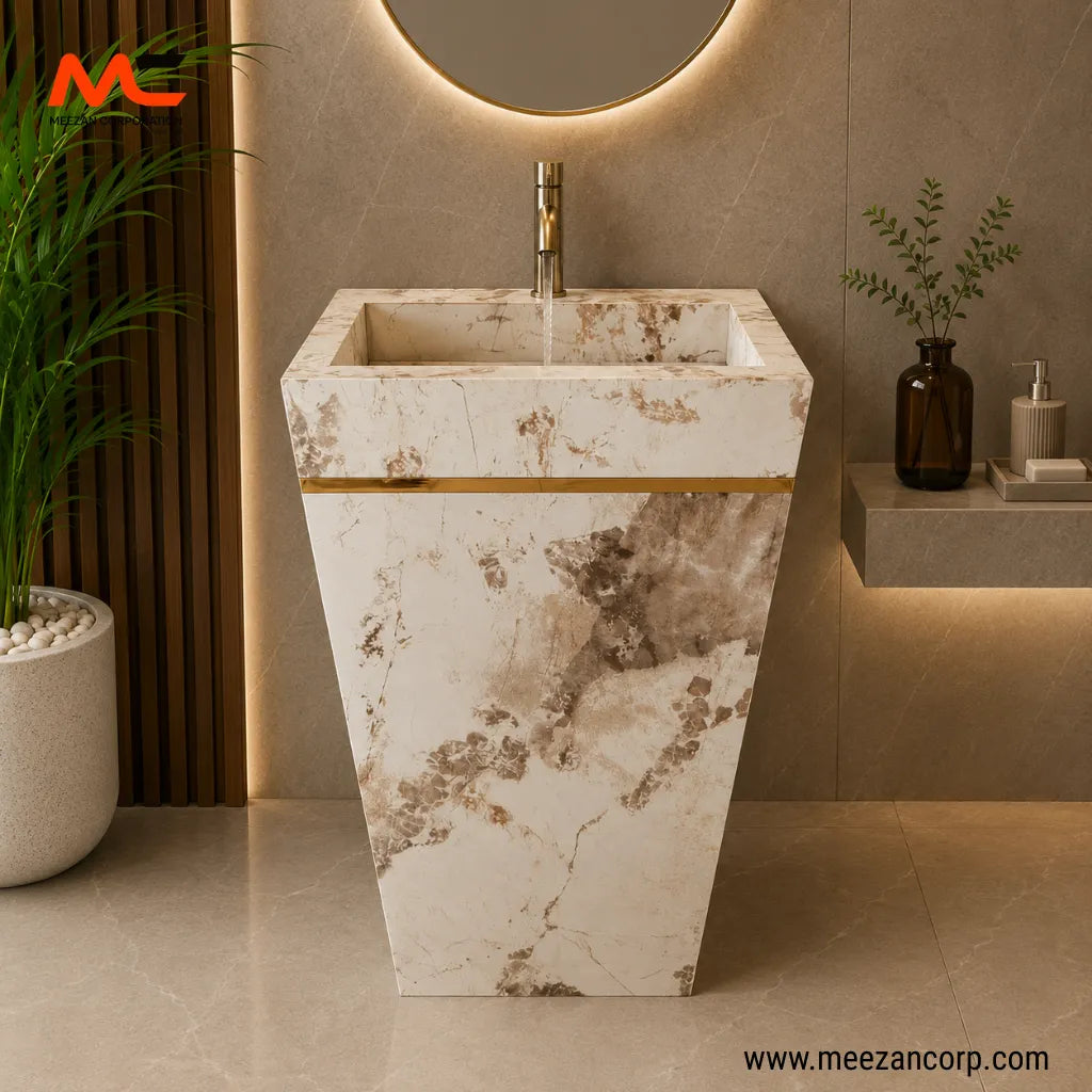 Vanity Basin – Luxury Beige & Gold