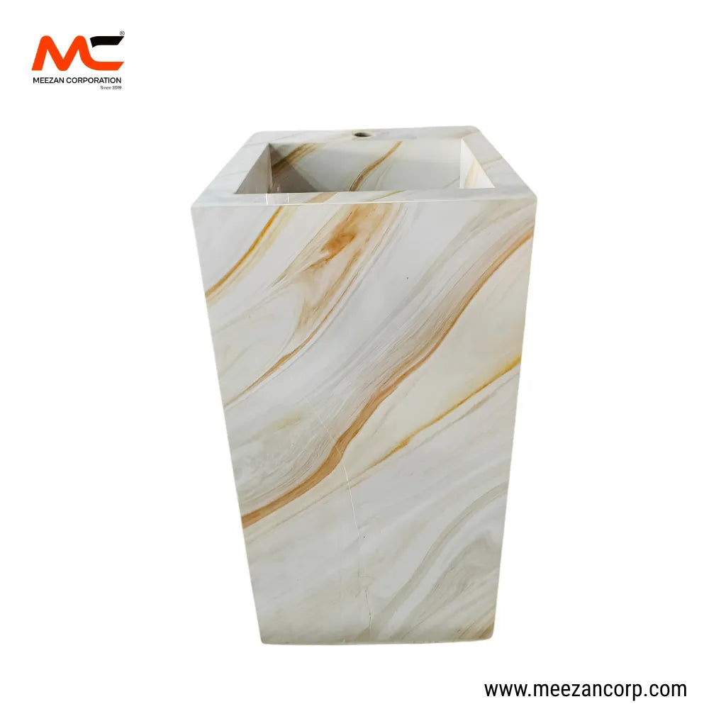 Vanity Basin – White Marble & Gold