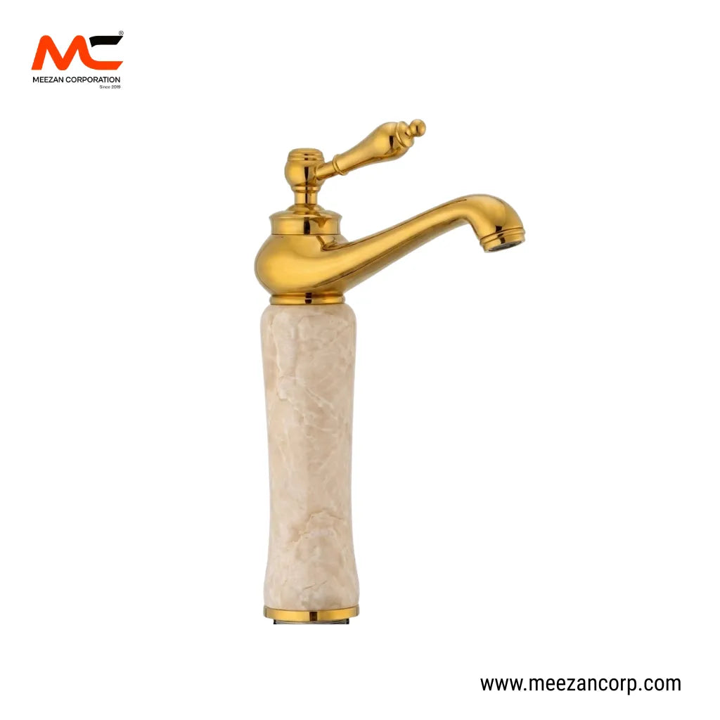 Vanity Mixer – Polished Gold & Cream Finish