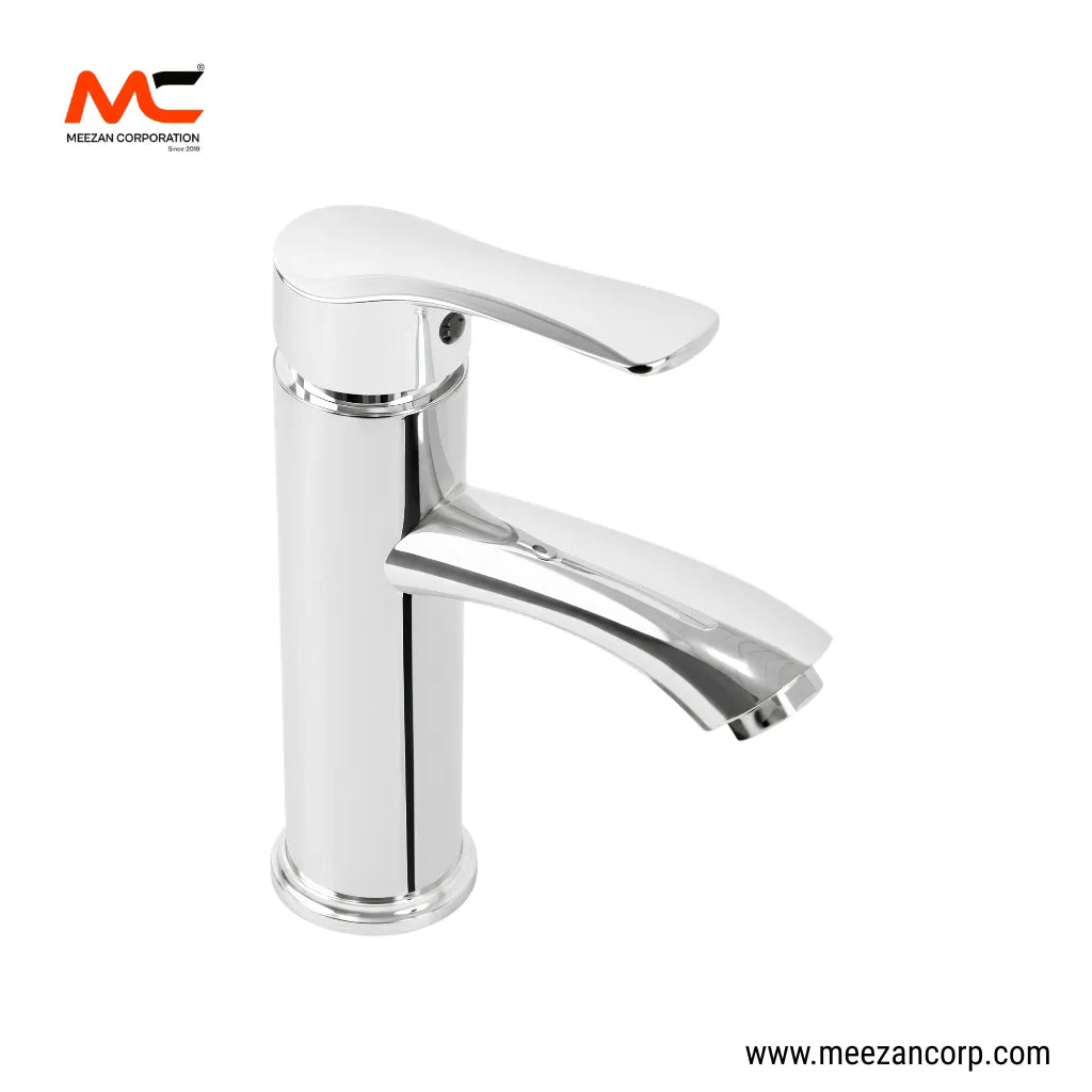 Vanity Mixer – Sleek Curved Spout (Polished Chrome Finish)